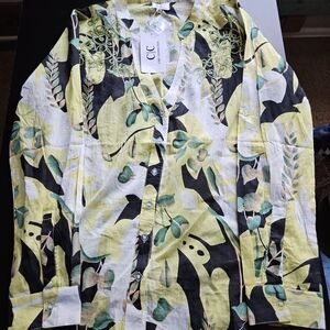 CIC Women's Floral Blouse - Green and Black